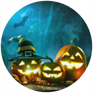 Opłatek Na Tort 20cm Halloween Duch Dynia Napis