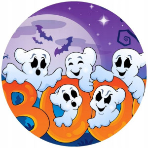 Opłatek Na Tort 20cm Halloween Duch Dynia Napis
