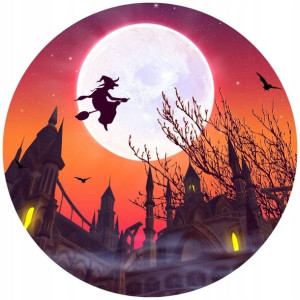 Opłatek Na Tort 20cm Halloween Duch Dynia Napis