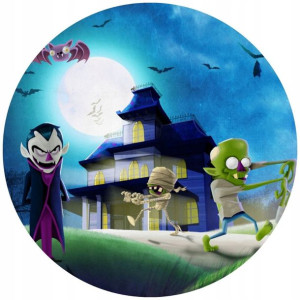 Opłatek Na Tort 20cm Halloween Duch Dynia Napis