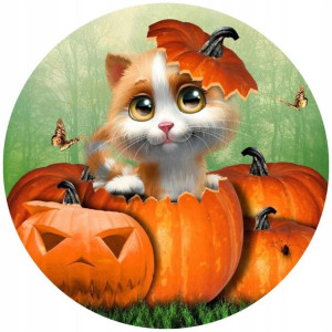 Opłatek Na Tort 20cm Halloween Duch Dynia Napis