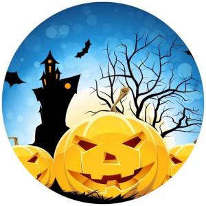 Opłatek Na Tort 20cm Halloween Duch Dynia Napis