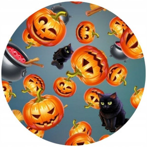 Opłatek Na Tort 20cm Halloween Duch Dynia Napis