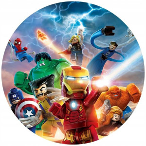 Opłatek Na Tort 20cm Lego Twój Napis Ironman Hulk