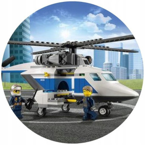 Opłatek Na Tort 20cm Lego Twój Napis Helikopter