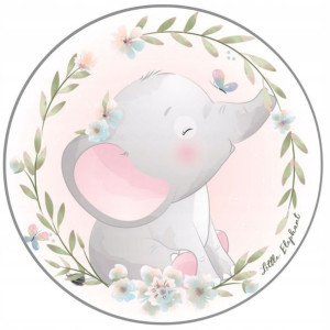Opłatek Na Tort 20cm Słonik Roczek Baby Shower