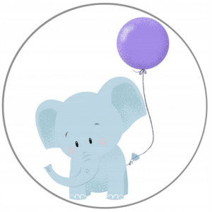 Opłatek Na Tort 20cm Słonik Roczek Baby Shower