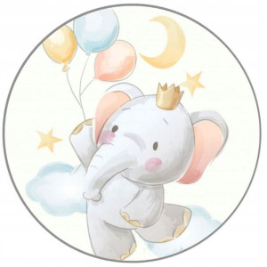 Opłatek Na Tort 20cm Słonik Roczek Baby Shower