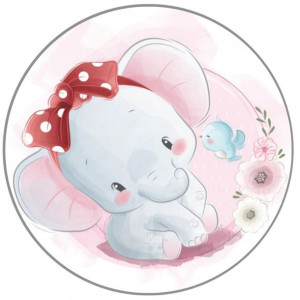 Opłatek Na Tort 20cm Słonik Roczek Baby Shower
