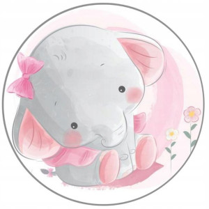 Opłatek Na Tort 20cm Słonik Roczek Baby Shower