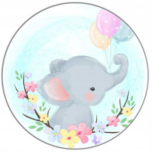 Opłatek Na Tort 20cm Słonik Roczek Baby Shower