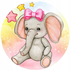 Opłatek Na Tort 20cm Słonik Roczek Baby Shower