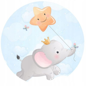 Opłatek Na Tort 20cm Słonik Roczek Baby Shower