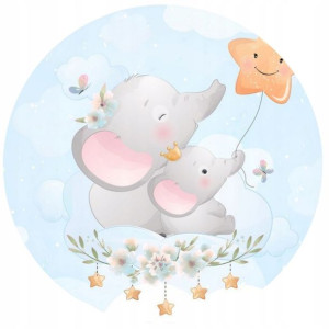 Opłatek Na Tort 20cm Słonik Roczek Baby Shower