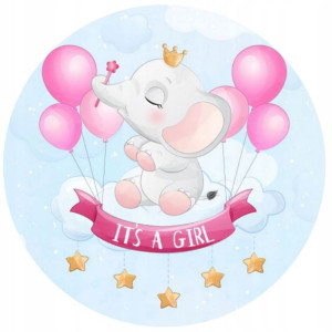 Opłatek Na Tort 20cm Słonik Roczek Baby Shower