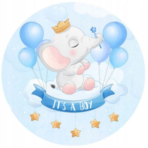 Opłatek Na Tort 20cm Słonik Roczek Baby Shower