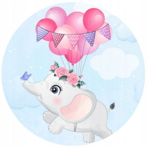 Opłatek Na Tort 20cm Słonik Roczek Baby Shower