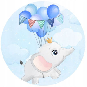 Opłatek Na Tort 20cm Słonik Roczek Baby Shower