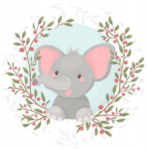 Opłatek Na Tort 20cm Słonik Roczek Baby Shower