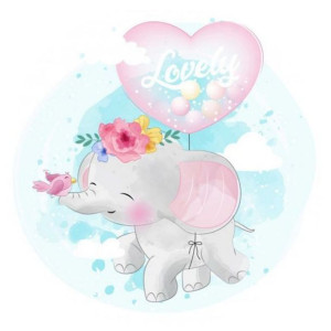 Opłatek Na Tort 20cm Słonik Roczek Baby Shower