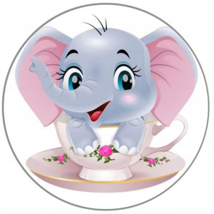 Opłatek Na Tort 20cm Słonik Roczek Baby Shower