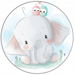 Opłatek Na Tort 20cm Słonik Roczek Baby Shower
