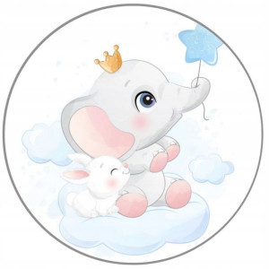 Opłatek Na Tort 20cm Słonik Roczek Baby Shower