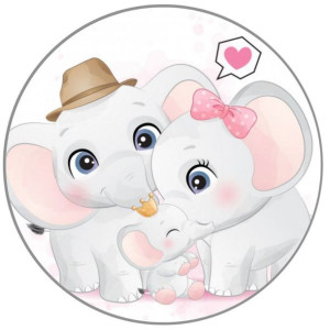 Opłatek Na Tort 20cm Słonik Roczek Baby Shower