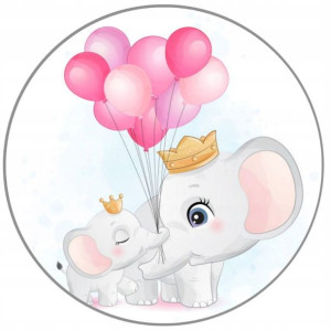 Opłatek Na Tort 20cm Słonik Roczek Baby Shower