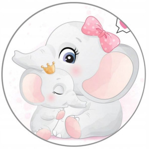 Opłatek Na Tort 20cm Słonik Roczek Baby Shower