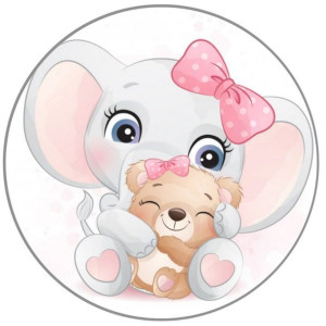 Opłatek Na Tort 20cm Słonik Roczek Baby Shower