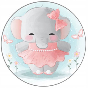 Opłatek Na Tort 20cm Słonik Roczek Baby Shower