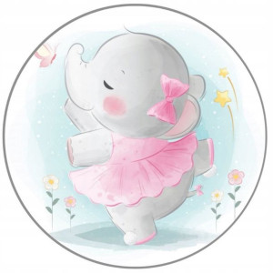 Opłatek Na Tort 20cm Słonik Roczek Baby Shower
