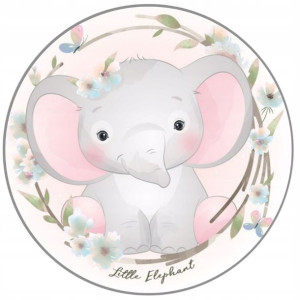 Opłatek Na Tort 20cm Słonik Roczek Baby Shower