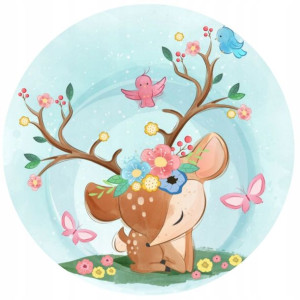 Opłatek Na Tort 20cm Sarna Baby Shower Roczek Imię