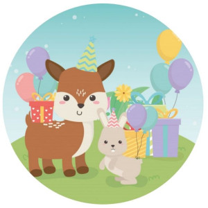 Opłatek Na Tort 20cm Sarna Baby Shower Roczek Imię