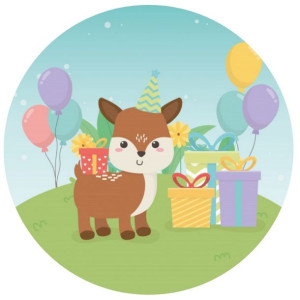 Opłatek Na Tort 20cm Sarna Baby Shower Roczek Imię