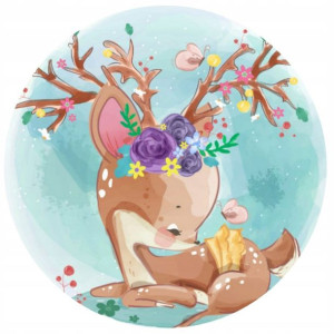 Opłatek Na Tort 20cm Sarna Baby Shower Roczek Imię