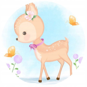 Opłatek Na Tort 20cm Sarna Baby Shower Roczek Imię