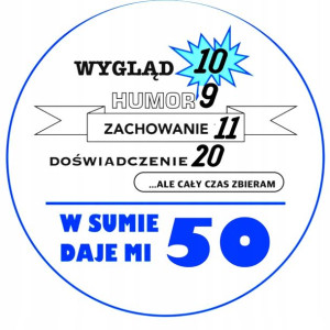 Opłatek Na Tort 20cm 50 Urodziny Śmieszny Napis