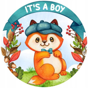Opłatek Na Tort 20cm Baby Shower Lis Twój Napis