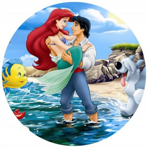 Opłatek Na Tort 20cm Mała Syrenka Twój Napis Ariel