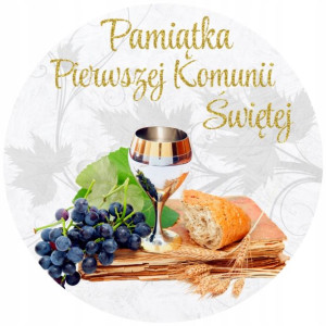 Opłatek Na Tort 20cm Pierwsza Komunia Święta Napis