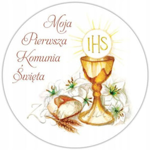 Opłatek Na Tort 20cm Pierwsza Komunia Święta Napis