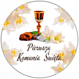 Opłatek Na Tort 20cm Pierwsza Komunia Święta Napis