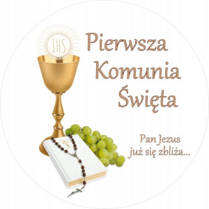 Opłatek Na Tort 20cm Pierwsza Komunia Święta Napis
