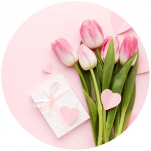 Opłatek Na Tort 20cm Tulipny Kwiaty Twój Napis