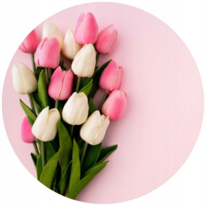 Opłatek Na Tort 20cm Tulipny Kwiaty Twój Napis