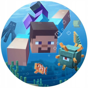 OPŁATEK NA TORT 20CM Minecraft TWÓJ NAPIS Prezent