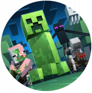 OPŁATEK NA TORT 20CM Minecraft TWÓJ NAPIS Prezent